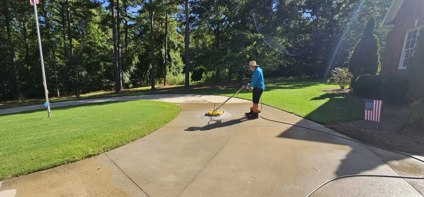 Surface cleaning a large residential driveway